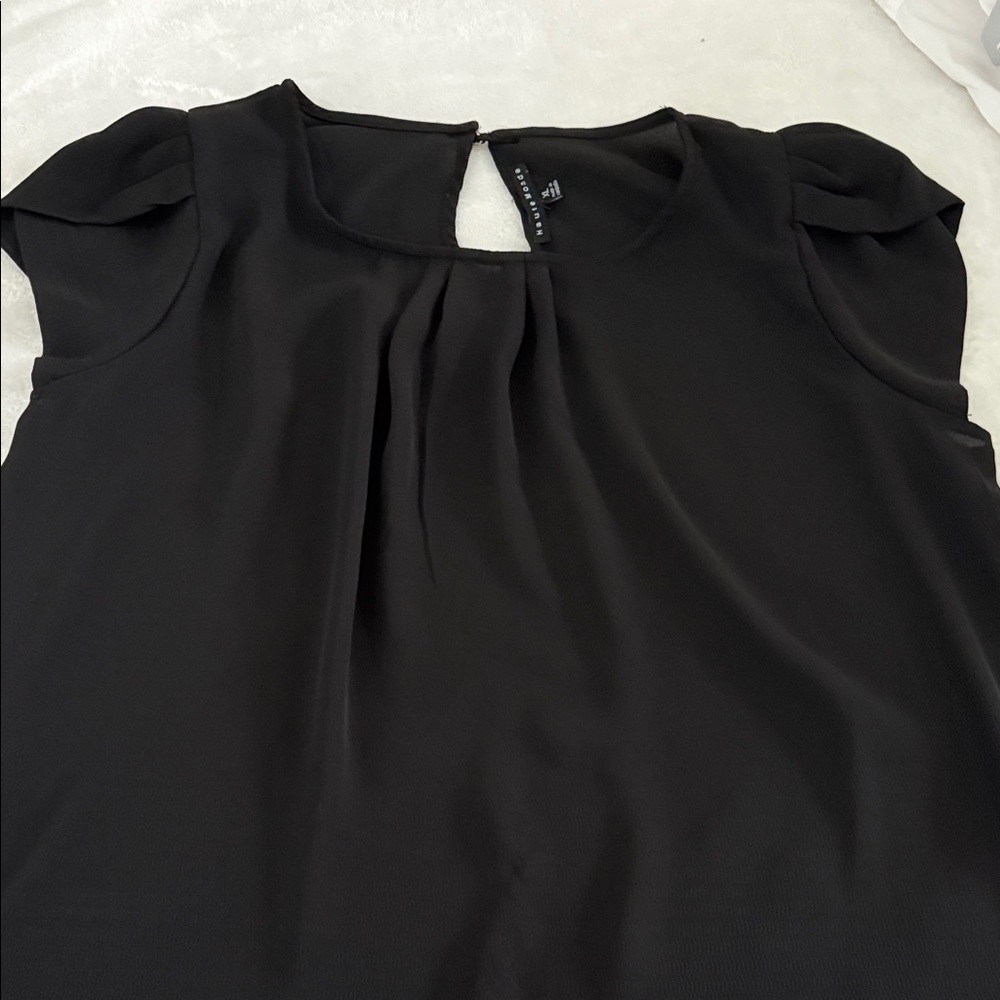 Haute Monde Black Blouse with Keyhole Detail